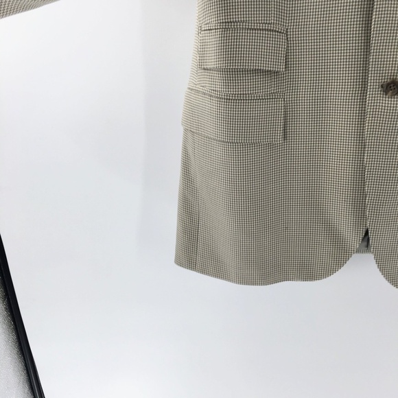 Polo Ralph Lauren Mens Blazer Tan Silk 3 Button Check Made in Italy Sz 44 Long - Picture 4 of 16